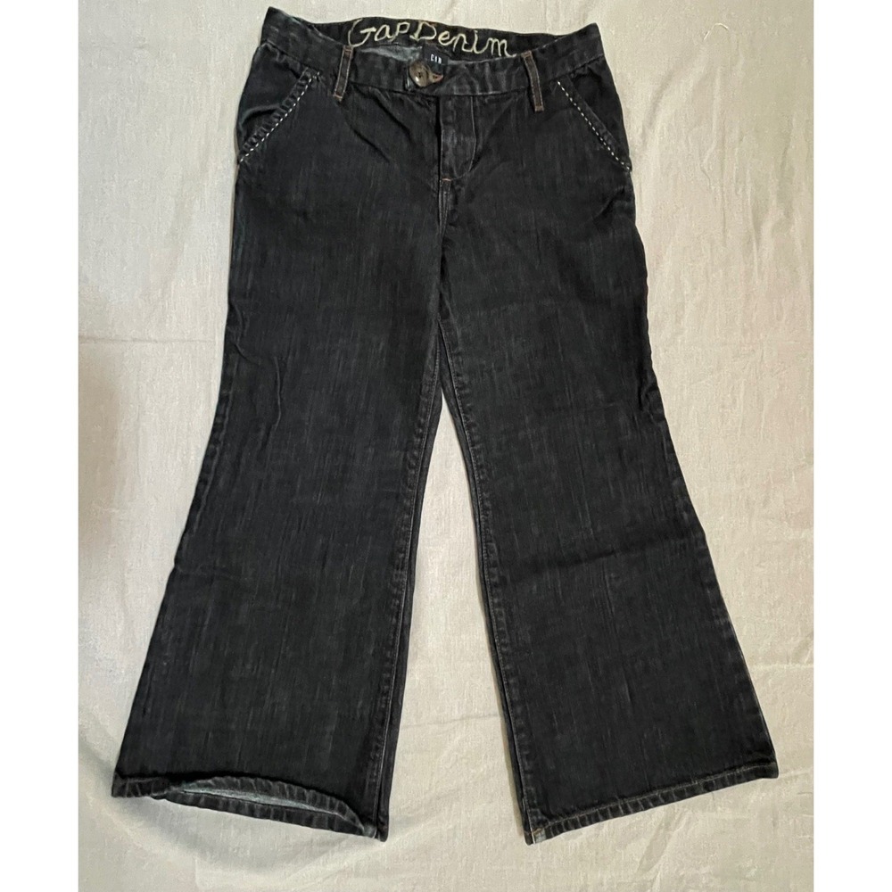 Gap‎ Kids Girls Cropped Flare Jeans Size 7 Plus Dark Wash